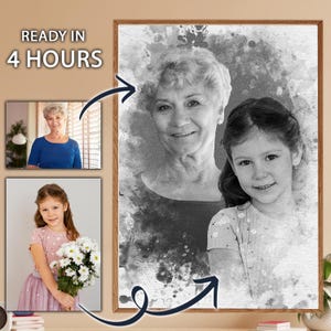 Memorial Gift for Dad Mom, Personalized Family Picture, Loss of Father-Mother, Custom Family Portrait, Combine Photos into One, Gift