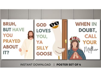 Funny Catholic Poster Bundle, Catholic Classroom Poster Set, Funny Wall Art, School Poster, Catholic Decor Catholic Wall Art, Catholic Quote