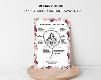 Kids Rosary Guide, Printable Rosary Card, Catholic Prayer Card ...
