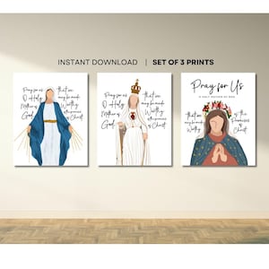 Marian Art Bundle, Catholic Wall Art, Virgin Mary Art, Catholic Prayer, Catholic Poster Catholic Decor, Catholic Art, Blessed Mother Art