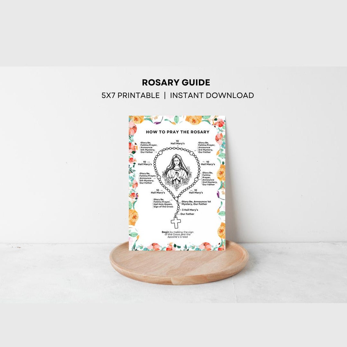Kids Rosary Guide, Printable Rosary Card, Catholic Prayer Card, Printable Rosary Guide, Kids ...