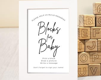 Decorate a Block Baby Shower Sign: Minimalist Activity (PDF Format)