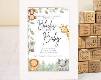 Safari Baby Shower Sign: Decorate a Block Activity (PDF Format)