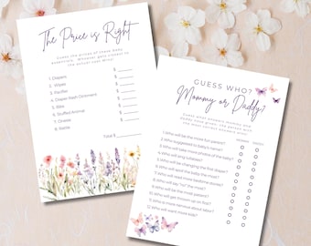 Butterfly Baby Shower Games: Price is Right & Mommy/Daddy Trivia (Digital Download)