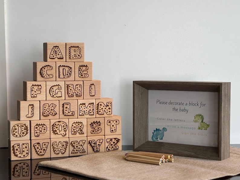 Decorate a Block Baby Girl Baby Boy Minimalist Theme Activities and Games for Baby Shower image 3