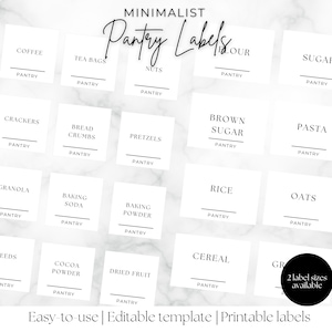 Minimalist Pantry Labels: Editable Storage Bin Labels (PDF)