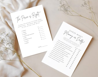 Minimalist Baby Shower Games: Price is Right & Mommy/Daddy Trivia (Digital Download)