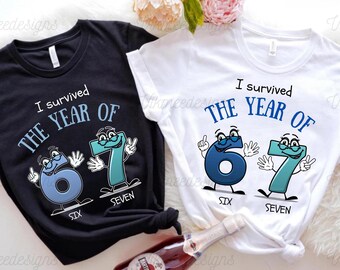 Funny 67 Meme Cartoon Shirt, I survived the year of 67 Tshirt, 67 Family matching Tees, 67 Tees for Adult Teens Kids Toddler and Baby Sizes