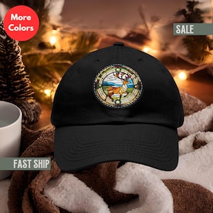 Dad Hat, Christmas Hat Gift, Gift for Dad, Christmas Leather Patch Hat, Christmas Caps, Xmas Gift for men  Reindeer hat gift for him Grandpa