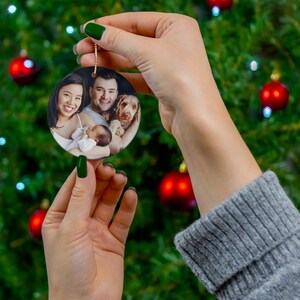 Custom photo ornament both sides, Christmas photo ornament, personalized Christmas ornaments front and back, tree decoration picture