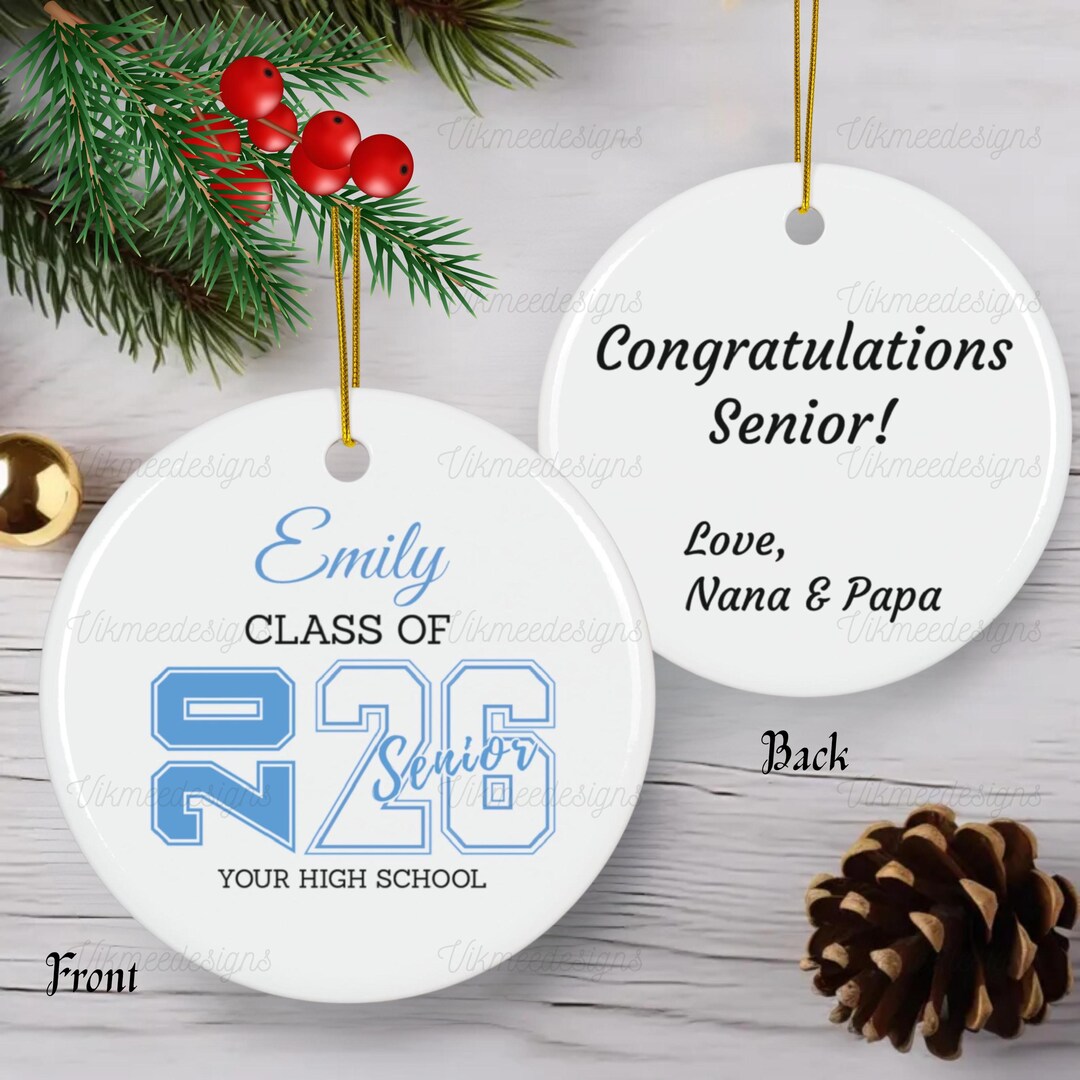 Custom Name Class of 2026 Senior Year Ornament, Personalized Graduation ...
