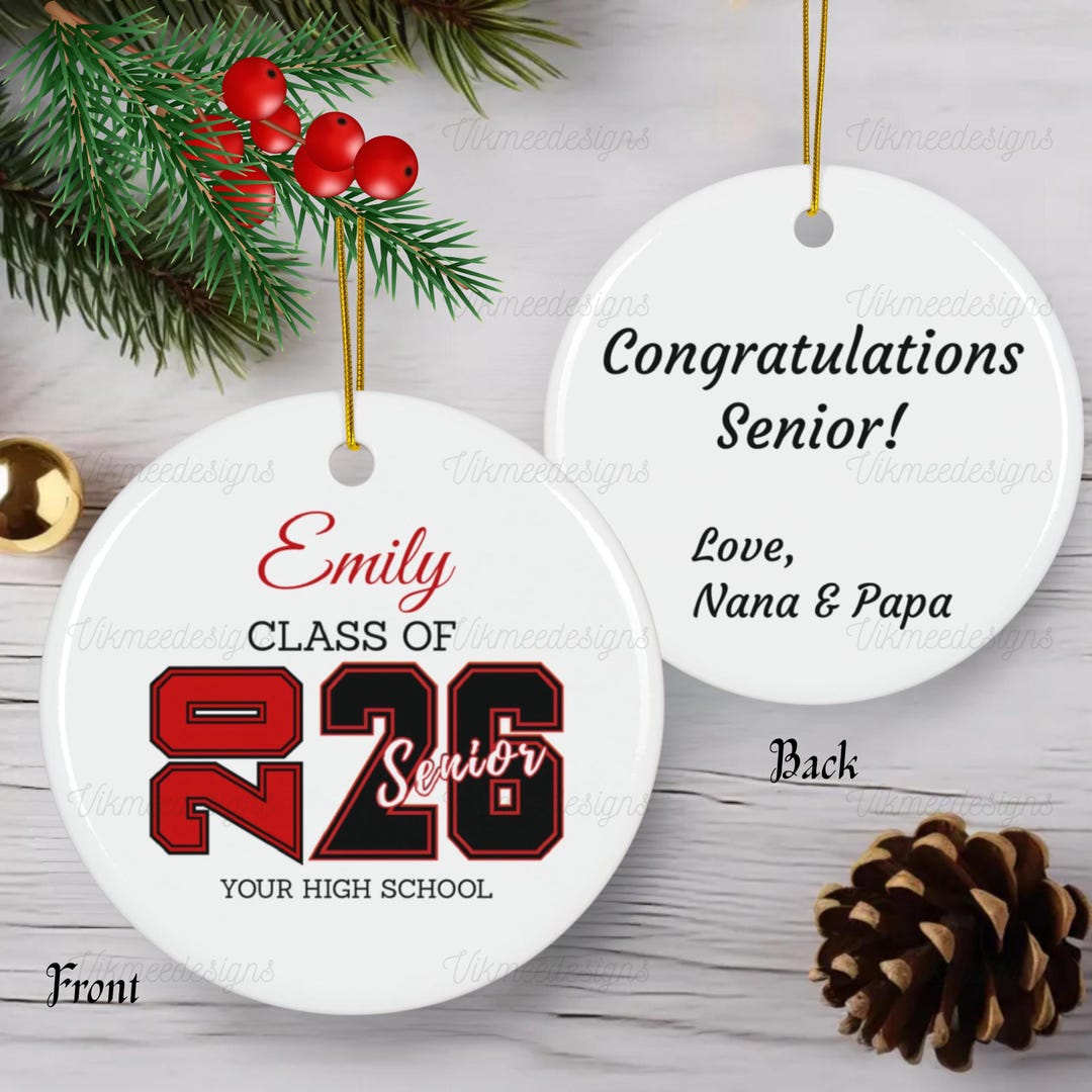 Custom Name Class of 2026 Senior Year Ornament, Personalized Graduation ...