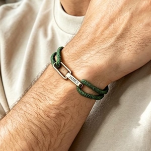 Personalised Mens Interlocking Bracelet,Custom Family Name Bracelet for Men,Dad Bracelet,Gift For Husband,Birthday Gift for Him