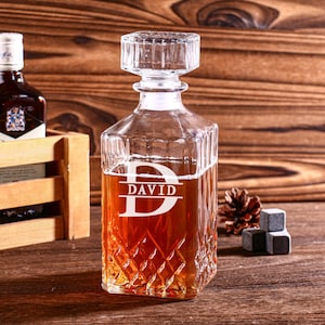 Personalized Whiskey Decanter,Engraved Decanter,Custom Decanter with Wooden Gift Box,Gifts for Dad, Gifts for Men,Luxury Gifts For Him