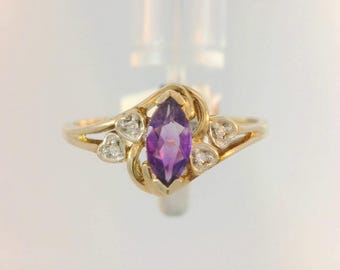 amethyst ring with hearts