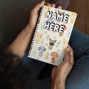 Custom Name Dog Lover Notebook, Personalized Cute Puppy Notebook, Customized Canine Diary, Dog Mom Dad Writing Pad, Best Dog Owner Gift