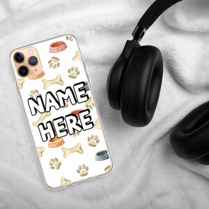 Custom Name Dog Lover iPhone Case, Personalized Cute Puppy iPhone Cover, Dog Owner Phone Case For iPhone 15 Pro Max, 15 Pro, 15, 14, 13, 12