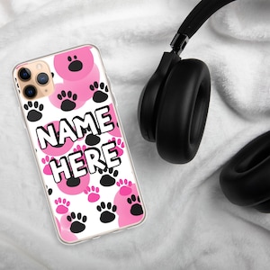 Custom Name Dog Lover iPhone Case, Personalized Cute Puppy iPhone Cover, Dog Owner Phone Case For iPhone 15 Pro Max, 15 Pro, 15, 14, 13, 12