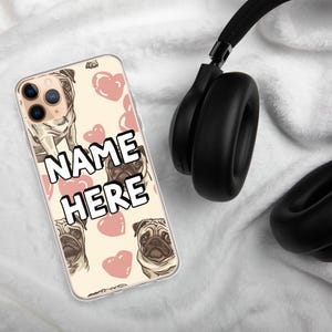 Custom Name Dog Lover iPhone Case, Personalized Cute Puppy iPhone Cover, Dog Owner Phone Case For iPhone 15 Pro Max, 15 Pro, 15, 14, 13, 12