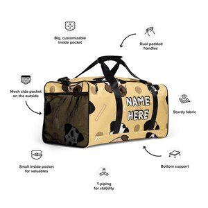 Custom Name Dog Lover Duffle Bag, Personalized Cute Puppy Gym Bag, Customized Canine Travel Bag, Dog Mom Dad Bag, Best Dog Owner Gift