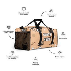 Custom Name Dog Lover Duffle Bag, Personalized Cute Puppy Gym Bag, Customized Canine Travel Bag, Dog Mom Dad Bag, Best Dog Owner Gift