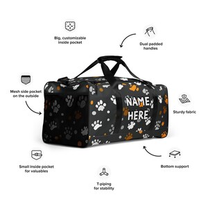 Custom Name Dog Lover Duffle Bag, Personalized Cute Puppy Gym Bag, Customized Canine Travel Bag, Dog Mom Dad Bag, Best Dog Owner Gift