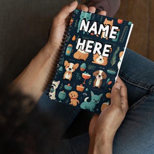 Custom Name Dog Lover Notebook, Personalized Cute Puppy Notebook, Customized Canine Diary, Dog Mom Dad Writing Pad, Best Dog Owner Gift