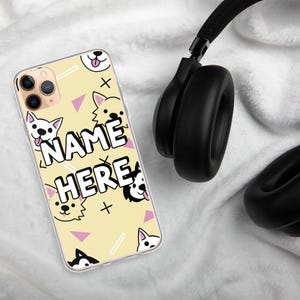 Custom Name Dog Lover iPhone Case, Personalized Cute Puppy iPhone Cover, Dog Owner Phone Case For iPhone 15 Pro Max, 15 Pro, 15, 14, 13, 12
