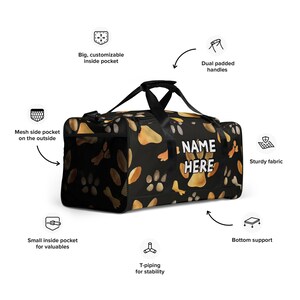 Custom Name Dog Lover Duffle Bag, Personalized Cute Puppy Gym Bag, Customized Canine Travel Bag, Dog Mom Dad Bag, Best Dog Owner Gift