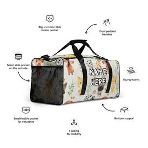 Custom Name Dog Lover Duffle Bag, Personalized Cute Puppy Gym Bag, Customized Canine Travel Bag, Dog Mom Dad Bag, Best Dog Owner Gift