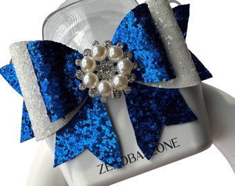 ZB1 Zerobaseone Kpop Light Stick Bow Accessory Decoration Blue White Pearls Sparkle Deco