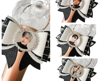 PICK Your BIAS Light Stick Bows ATEEZ Kpop Deco Atiny Seonghwa, Hongjoong, Yunho, Yeosang, San, Mingi, Wooyoung, Jongho Lightiny Black White