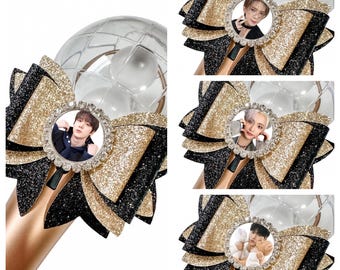 PICK Your BIAS Light Stick Bows ATEEZ Kpop Deco Atiny Seonghwa, Hongjoong, Yunho, Yeosang, San, Mingi, Wooyoung, Jongho Lightiny Black Gold