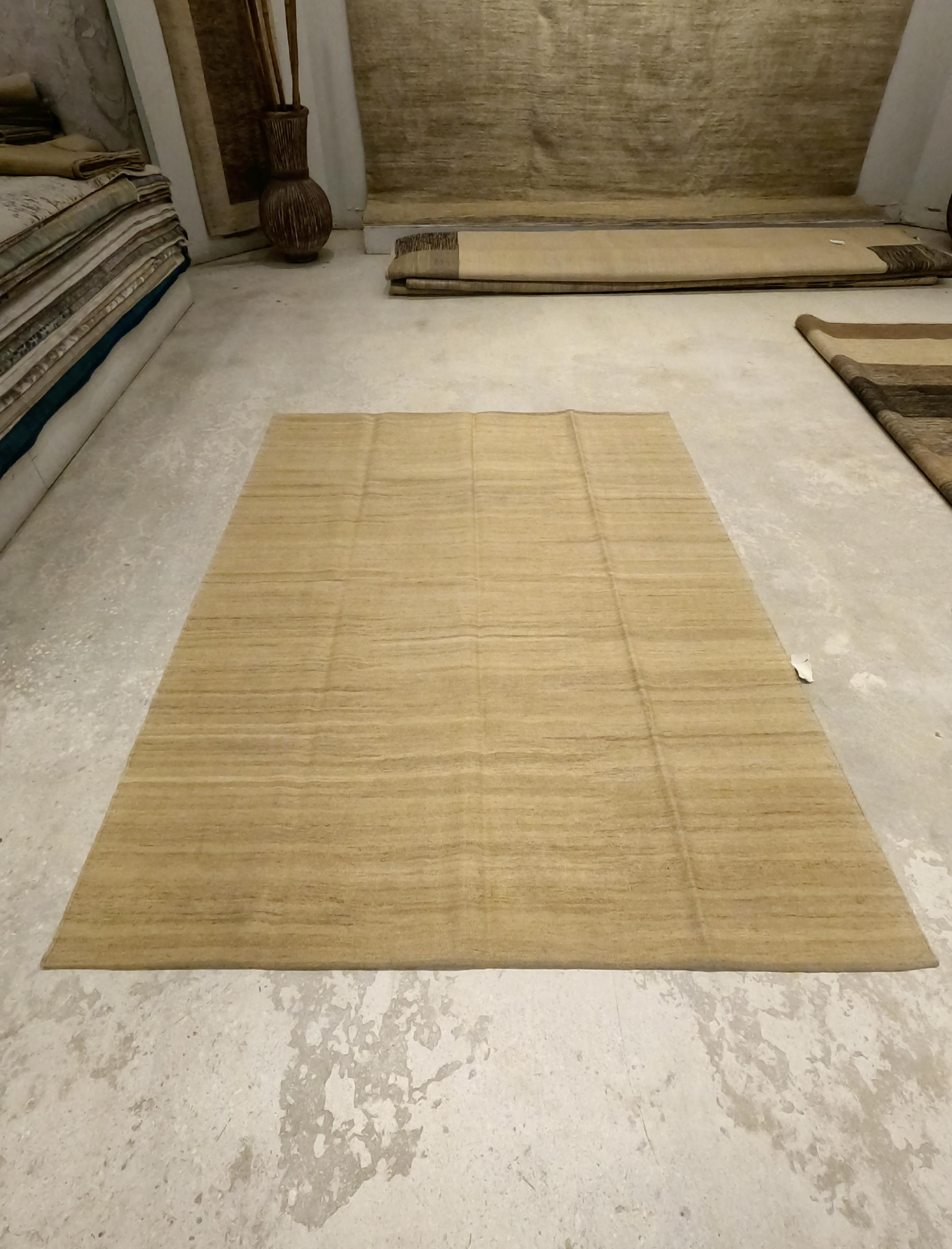 ハンドメイド ギャッベ キリム ラグ 6.5 フィート x 7.11 フィート