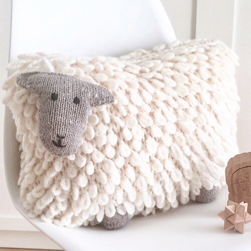 Knitting Pattern for Sheep Cushion Pillow With Sheep Flock Etsy