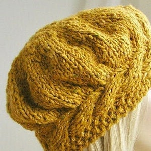 Weekend Cable Beret Tam Hat Knitting Pattern