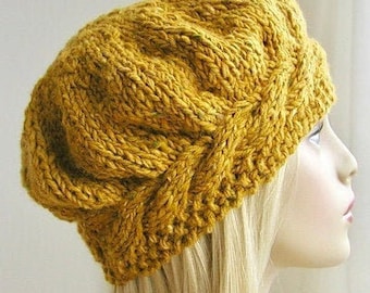 Weekend Cable Beret Tam Hat Knitting Pattern