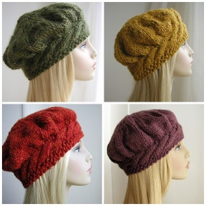 Weekend Cable Beret Tam Hat Knitting Pattern image 3