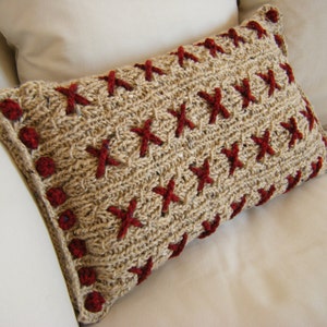 Cranberry Kisses Cushion Pillow Cover Knitting Pattern image 1