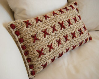 Cranberry Kisses Cushion Pillow Cover Knitting Pattern