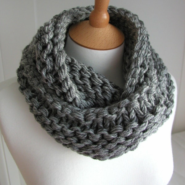 Scarf Chunky Circular Infinity Gray Knit Cowl