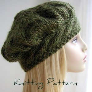 Weekend Cable Beret Tam Hat Knitting Pattern image 2