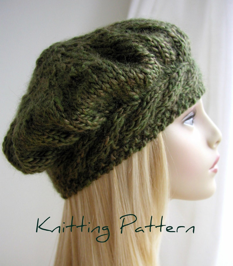 Weekend Cable Beret Tam Hat Knitting Pattern image 2