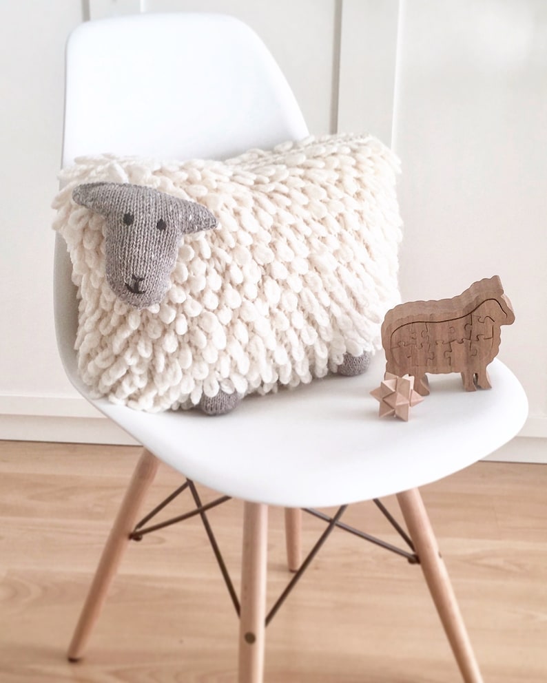 PDF Download Cute Sheep Cushion Pillow Knitting Pattern image 1