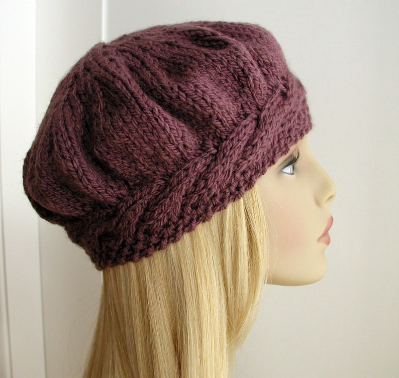 Weekend Cable Beret Tam Hat Knitting Pattern image 4