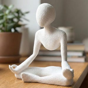 Meditation Statue | Zen Figurine | Mindfulness Gift | Modern Desk Sculpture | Yoga Room Decor | Spiritual Faceless Seated Figure