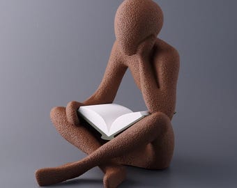 Bookshelf Decor Reading Figurine – Minimalist 3D Printed Statue (The Quiet Escape)