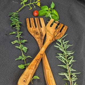 Handcrafted Olive Wood Serving Forks