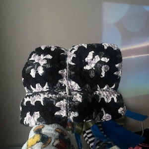 Granny square cat ear beanie