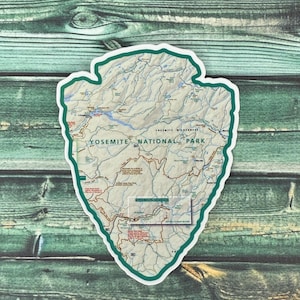 Yosemite Map Arrowhead Weatherproof Sticker